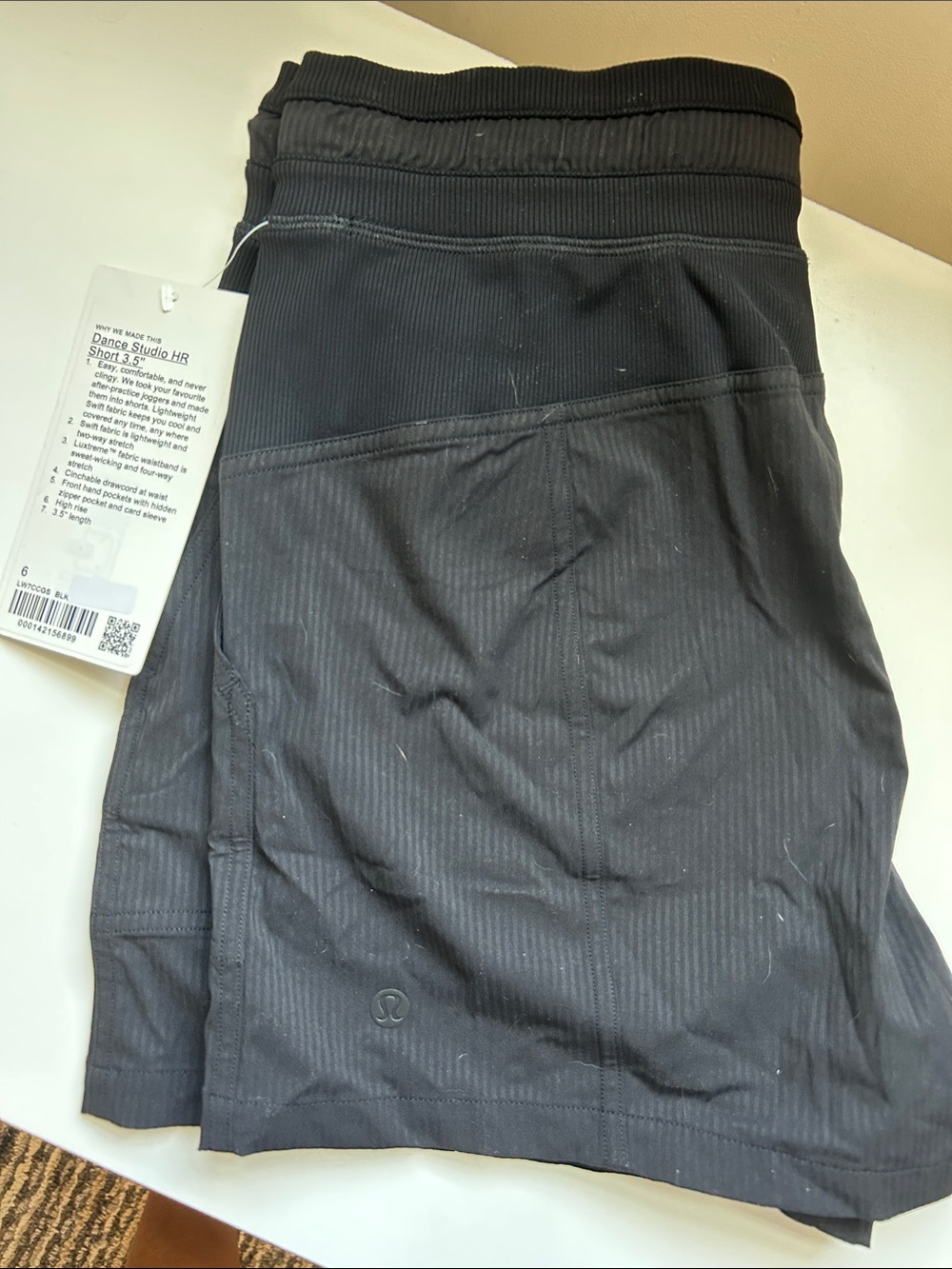Lululemon athletica Black Woman’s Athletic Shorts with Subtle Pinstripe